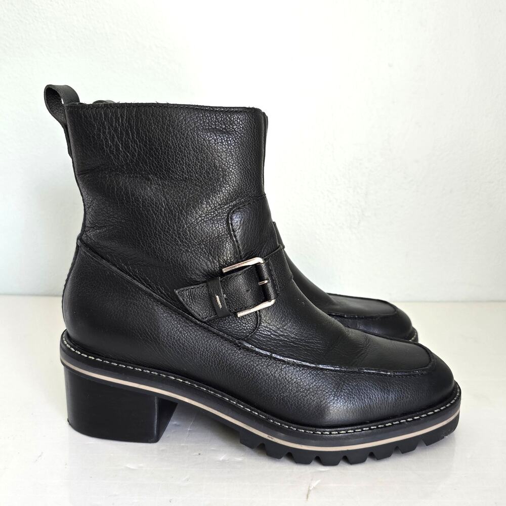 Bernardo Sonja Boot Women's 9M Black Leather Chunky Lug Sole Whimsigoth Grunge